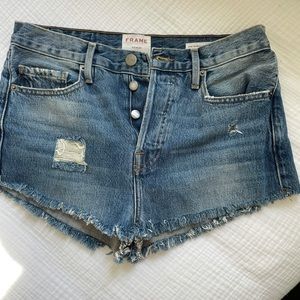 Frame “le original” distressed denim shorts